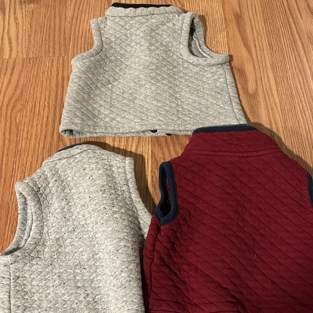 9 months baby Vests- 2 gray and one red. Warm and super cute!